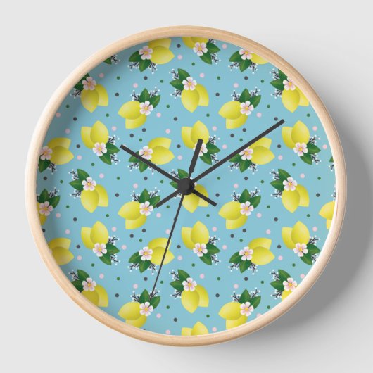 Lemons Leaves White Blossom Turquoise Achtergrond (Voorkant)