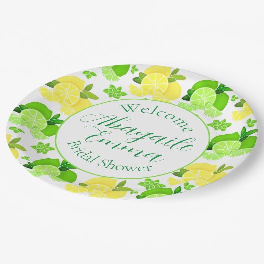 Lemons ledematen zonnige citrus Bridal Shower Invi Papieren Bordje (Gekanteld)