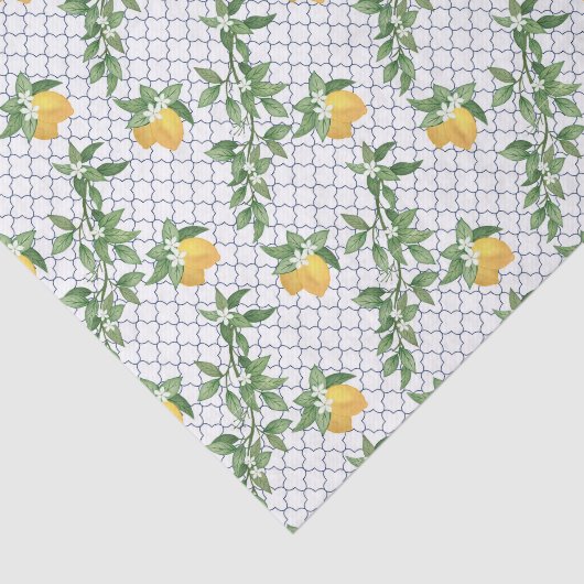 Lemons lekt witte Tegels botanische vruchten Tissuepapier (Detail)