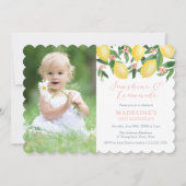 Lemons Lemonade Summer Birthday Party PhotoCard Kaart (Voorkant)