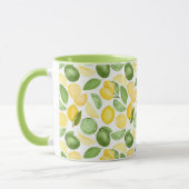 Lemons Limes Leaves Pattern Green Coffee Mok (Links)