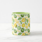 Lemons Limes Leaves Pattern Green Coffee Mok (Midden)