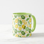 Lemons Limes Leaves Pattern Green Coffee Mok (Voorkant rechts)