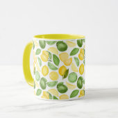 Lemons Limes Leaves Pattern Green Coffee Mok (Voorkant links)