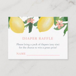 Lemons Luier Raffle Ticket voor Meisje Baby shower Informatiekaartje