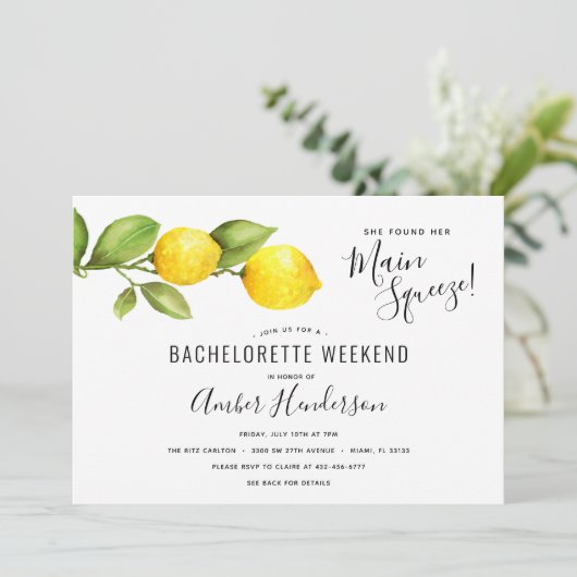 Lemons Main Squeeze Bachelorette Routebeschrijving Kaart (Staand voorkant)