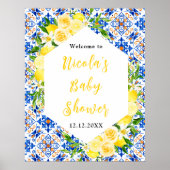 Lemons Mediterranean Baby Shower Welcome Poster (Voorkant)