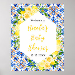 Lemons Mediterranean Baby Shower Welcome Poster