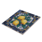 Lemons Mediterranean Dark Blue and Golden Yellow Tegeltje (Zijkant)