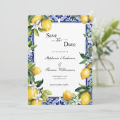 Lemons Mediterranean QR code Wedding Save the Date (Staand voorkant)
