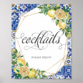 Lemons Meditteranan Mozaïek Tegels Bruiloft Cockta Poster (Voorkant)