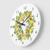 Lemons met groene gele ronde wandklok (Hoek)