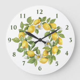 Lemons met groene gele ronde wandklok