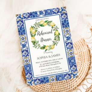 Lemons Mosaic Tegel Mediterranean Rehearsal Dinner Kaart