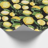 Lemons naadloos patroon op zwarte achtergrond cadeaupapier (Hoek)