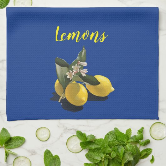 Lemons Navy Blue Kitchen Towel Theedoek (Gevouwen)