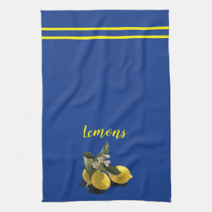 Lemons Navy Blue Kitchen Towel Theedoek