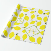 Lemons Ombre Monogram in Bright Geel Groen Wit Cadeaupapier (Uitgerold)