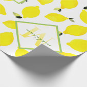 Lemons Ombre Monogram in Bright Geel Groen Wit Cadeaupapier (Hoek)