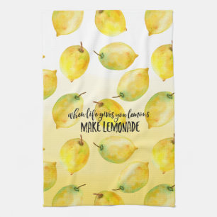 Lemons ombre waterverf inspirerend quote theedoek