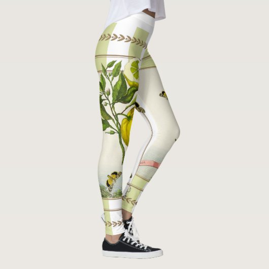 Lemons op Apple Green Stripes Leggings (Rechts)