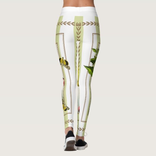 Lemons op Apple Green Stripes Leggings (Achterkant)