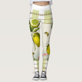 Lemons op Apple Green Stripes Leggings (Voorkant)