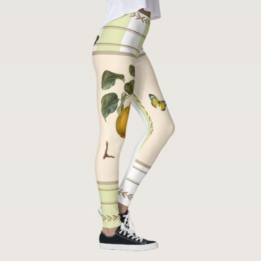 Lemons op Apple Green Stripes Leggings (Rechts)