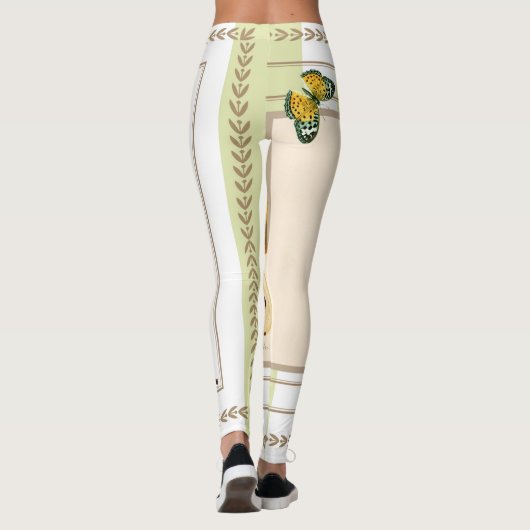 Lemons op Apple Green Stripes Leggings (Achterkant)