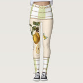 Lemons op Apple Green Stripes Leggings (Voorkant)