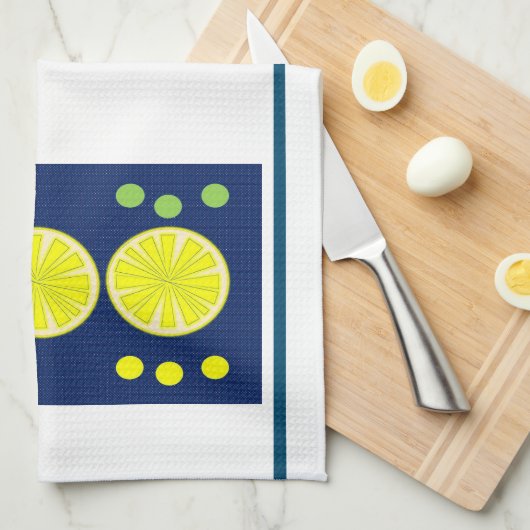 Lemons op blauw theedoek (Quarter Fold)