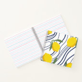 Lemons op Blue Curved Botanical Gift Summer Party Notitieboek (Binnen)