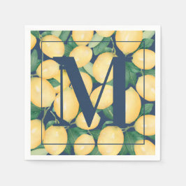 Lemons op het Blauwe Monogram van de marine Servet