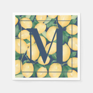 Lemons op het Blauwe Monogram van de marine Servet