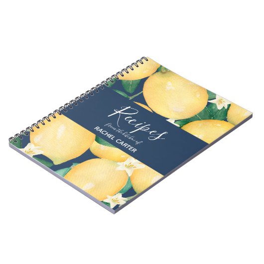 Lemons op marineblauw, speciaal gepersonaliseerd r notitieboek (Linkerzijde)