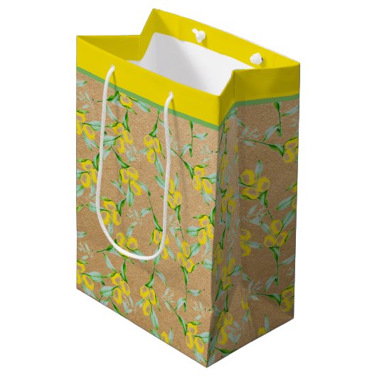 Lemons patroonmedium cadeau medium cadeauzakje (Voorkant Gekanteld)