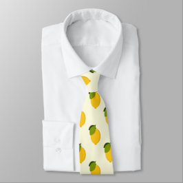 Lemons Pattern Cute Yellow and Green Citrus Fruits Stropdas