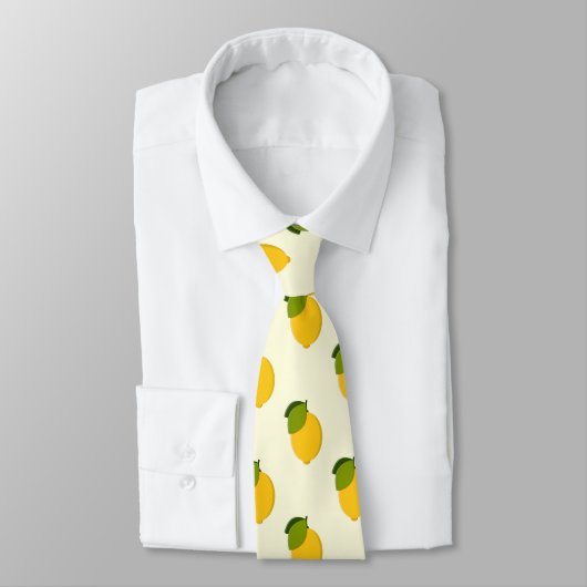 Lemons Pattern Cute Yellow and Green Citrus Fruits Stropdas (Gebonden)