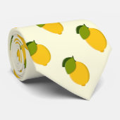 Lemons Pattern Cute Yellow and Green Citrus Fruits Stropdas (Opgerold)