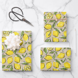 Lemons Pattern Yellow Inpakpapier Vel