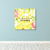 Lemons Pink floral ombre waterverf Canvas Afdruk (Insitu (Houten vloer))