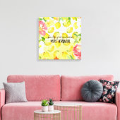 Lemons Pink floral ombre waterverf Canvas Afdruk (Insitu (Woonkamer))