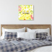 Lemons Pink floral ombre waterverf Canvas Afdruk (Insitu (Slaapkamer))
