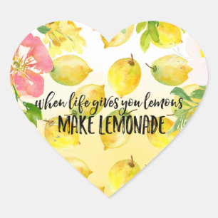 Lemons Pink floral ombre waterverf    Hart Sticker