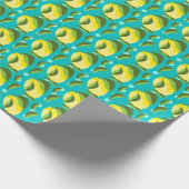 Lemons Polka Dot: blauwe achtergrond. Cadeaupapier (Hoek)