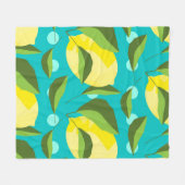 Lemons Polka Dot: blauwe achtergrond. Fleece Deken (Voorkant (Horizontaal))