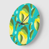Lemons Polka Dot: blauwe achtergrond. Grote Klok (Hoek)