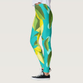Lemons Polka Dot: blauwe achtergrond. Leggings (Links)