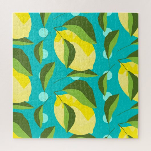 Lemons Polka Dot: blauwe achtergrond. Legpuzzel (Verticaal)