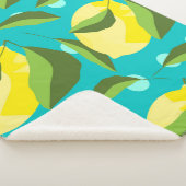 Lemons Polka Dot: blauwe achtergrond. Sherpa Deken (3/4)